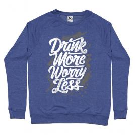 Bluza adler barbat drink more worry less albastru melanj