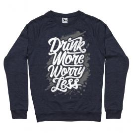 Bluza adler barbat drink more worry less denim inchis