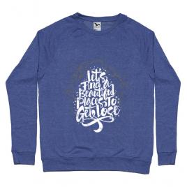 Bluza adler barbat let's find beautiful place to get lost albastru melanj