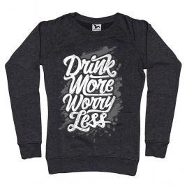 Bluza adler dama drink more worry less negru melanj