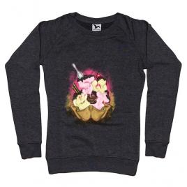 Bluza adler dama sweet ice cream lettering negru melanj