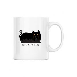 Cana personalizata take meow home alb