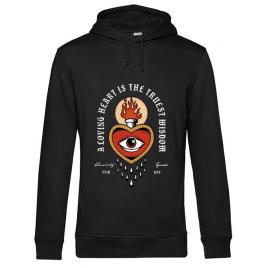 Hoodie barbat cu gluga burning heart negru