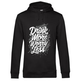 Hoodie barbat cu gluga drink more worry less negru