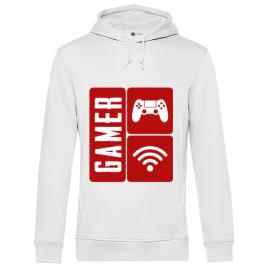 Hoodie barbat cu gluga gamer alb