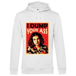 Hoodie barbat cu gluga i dump your ass alb
