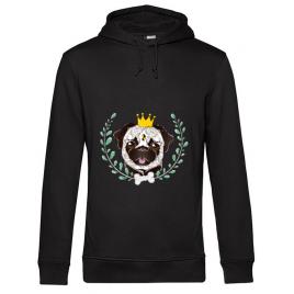 Hoodie barbat cu gluga king of pug negru