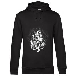 Hoodie barbat cu gluga let's find beautiful place to get lost negru