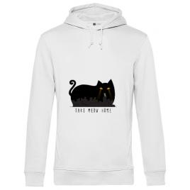 Hoodie barbat cu gluga take meow home alb