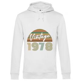 Hoodie barbat cu gluga vintage 1978 alb