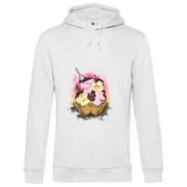 Hoodie barbat cu gluga sweet ice cream lettering alb