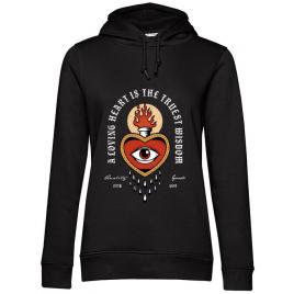 Hoodie dama cu gluga burning heart negru