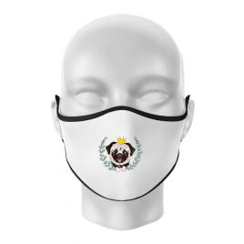 Masca personalizata reutilizabila king of pug alb