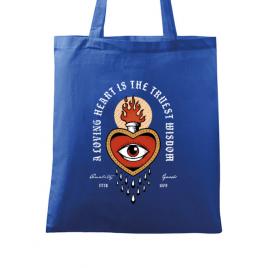 Sacosa din panza burning heart albastru regal