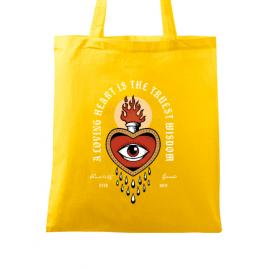 Sacosa din panza burning heart galben