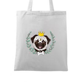Sacosa din panza king of pug alb