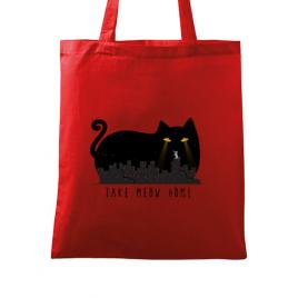 Sacosa din panza take meow home rosu