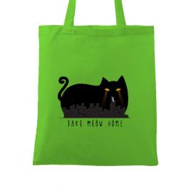 Sacosa din panza take meow home verde mar