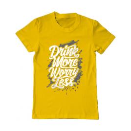 Tricou adler barbat drink more worry less galben