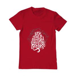 Tricou adler barbat let's find beautiful place to get lost rosu