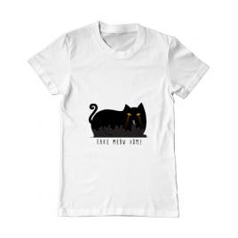 Tricou adler barbat take meow home alb