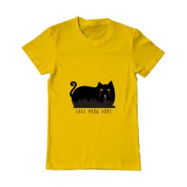 Tricou adler barbat take meow home galben