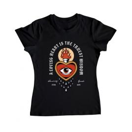 Tricou adler dama burning heart negru