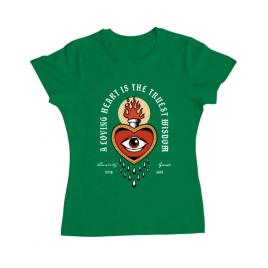 Tricou adler dama burning heart verde mediu
