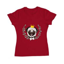 Tricou adler dama king of pug rosu