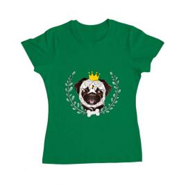 Tricou adler dama king of pug verde mediu