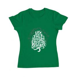 Tricou adler dama let's find beautiful place to get lost verde mediu