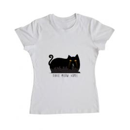 Tricou adler dama take meow home alb