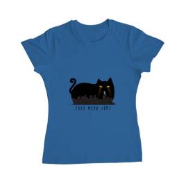 Tricou adler dama take meow home albastru azuriu