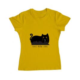 Tricou adler dama take meow home galben