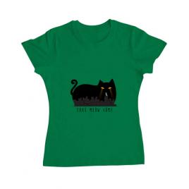 Tricou adler dama take meow home verde mediu