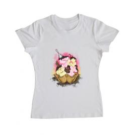 Tricou adler dama sweet ice cream lettering alb