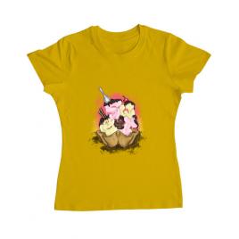 Tricou adler dama sweet ice cream lettering galben