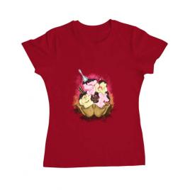 Tricou adler dama sweet ice cream lettering rosu