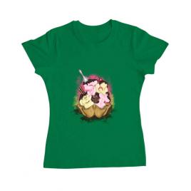 Tricou adler dama sweet ice cream lettering verde mediu