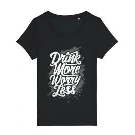 Tricou stanley stella dama drink more worry less negru