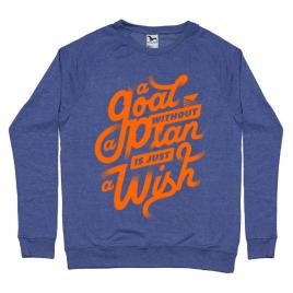 Bluza adler barbat a goal without a plan is just a wish albastru melanj