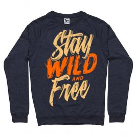 Bluza adler barbat stay wild and free denim inchis