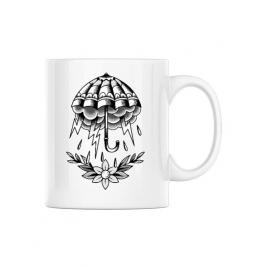 Cana personalizata umbrella tattoo alb