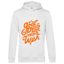 Hoodie barbat cu gluga a goal without a plan is just a wish alb