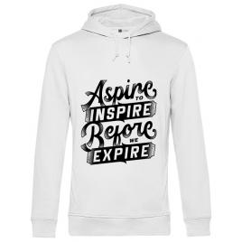 Hoodie barbat cu gluga aspire to inspire before we expire alb