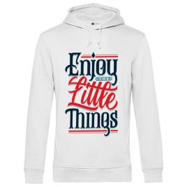 Hoodie barbat cu gluga enjoy the little things alb