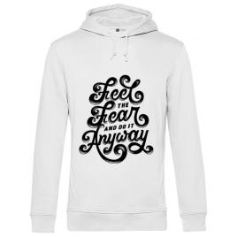 Hoodie barbat cu gluga feel the fear and do it anyway alb