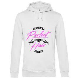 Hoodie barbat cu gluga life isnt perfect alb