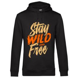 Hoodie barbat cu gluga stay wild and free negru