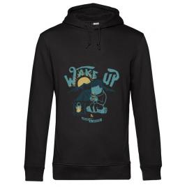 Hoodie barbat cu gluga wake up and drink a coffee negru